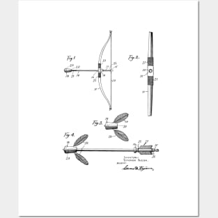 Archery Bow Vintage Patent Hand Drawing Posters and Art